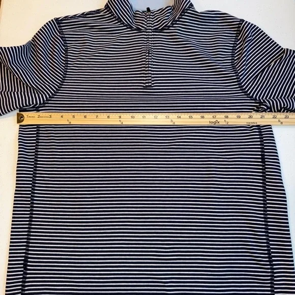 Sz L J Crew Performance Pullover Mens Blue White Striped 1/4 Zip Active Golf - Picture 5 of 11